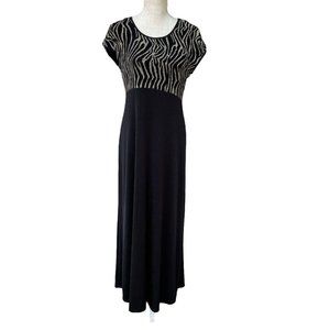 Vintage Byer Studio California Maxi Dress Womens Sz 8 Black Animal Print Stretch
